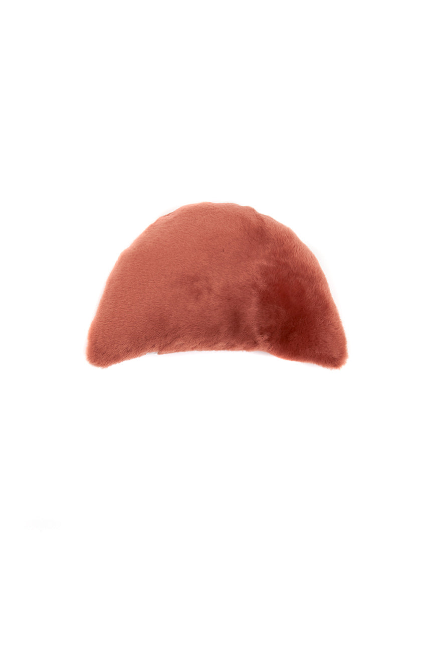 Half Moon Sheepskin Cushion in Cantaloupe Orange cut out