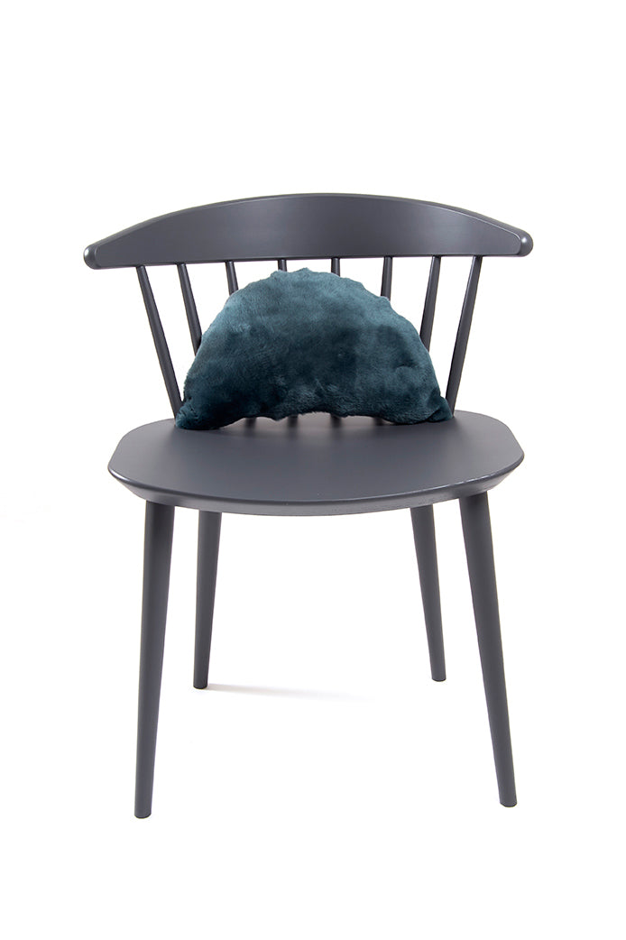 Half Moon Sheepskin Cushion in Spruce Green front