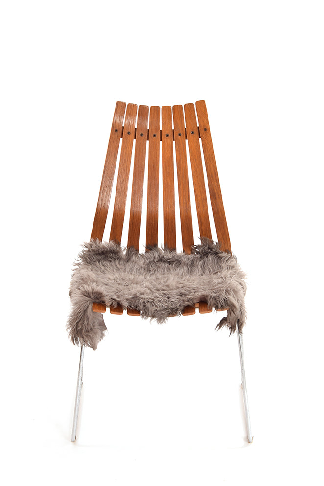 Small Curly Toscana Sheepskin Rug in Taupe front