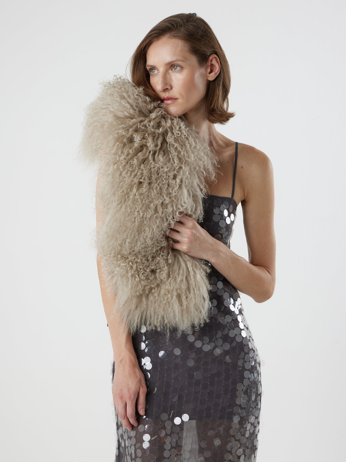 Mongolian Shearling Collar Scarf