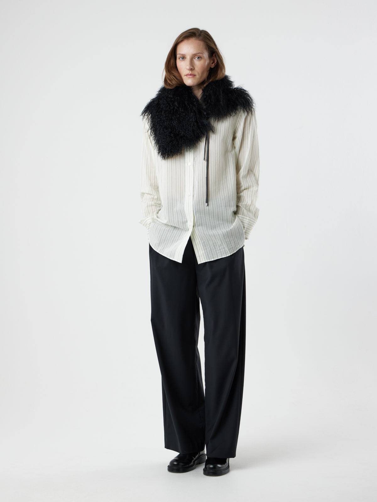Mongolian Shearling Collar Scarf