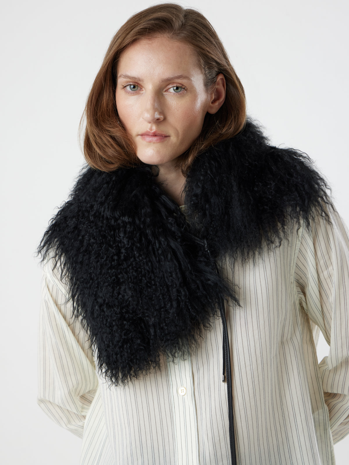 Mongolian Shearling Collar Scarf