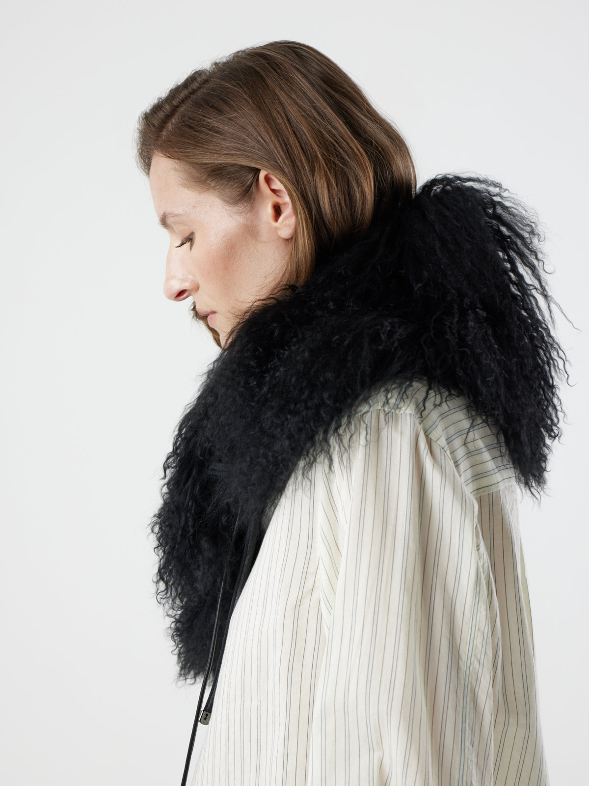 Mongolian Shearling Collar Scarf