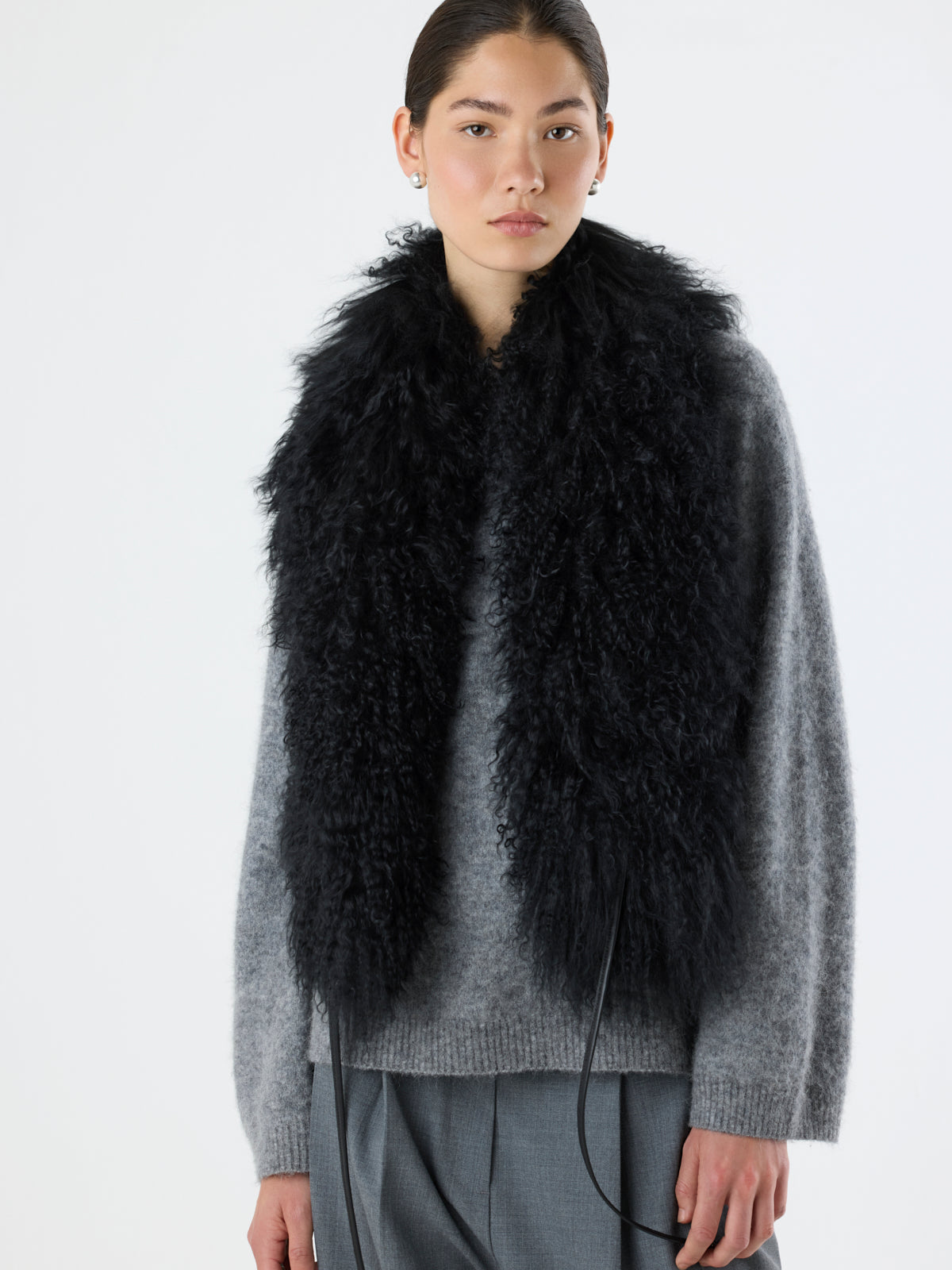 Mongolian Shearling Shawl Scarf