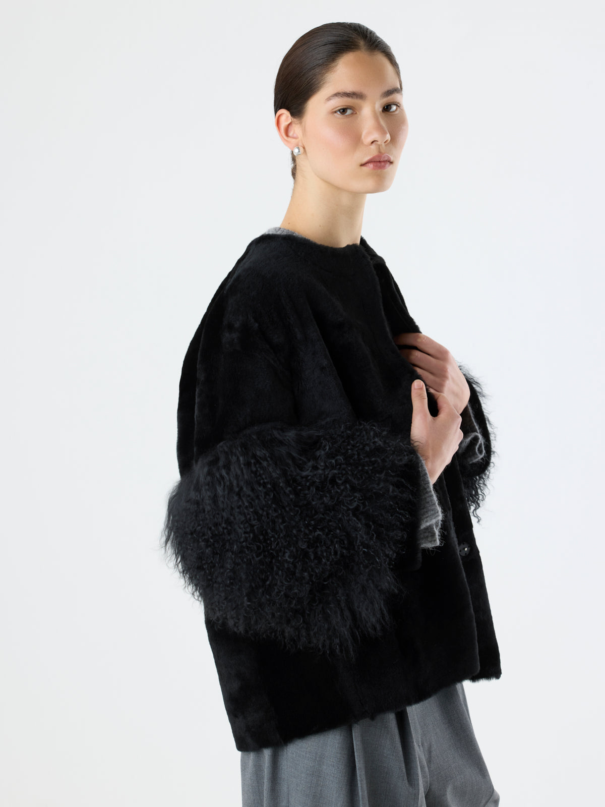 Shearling Pom Jacket