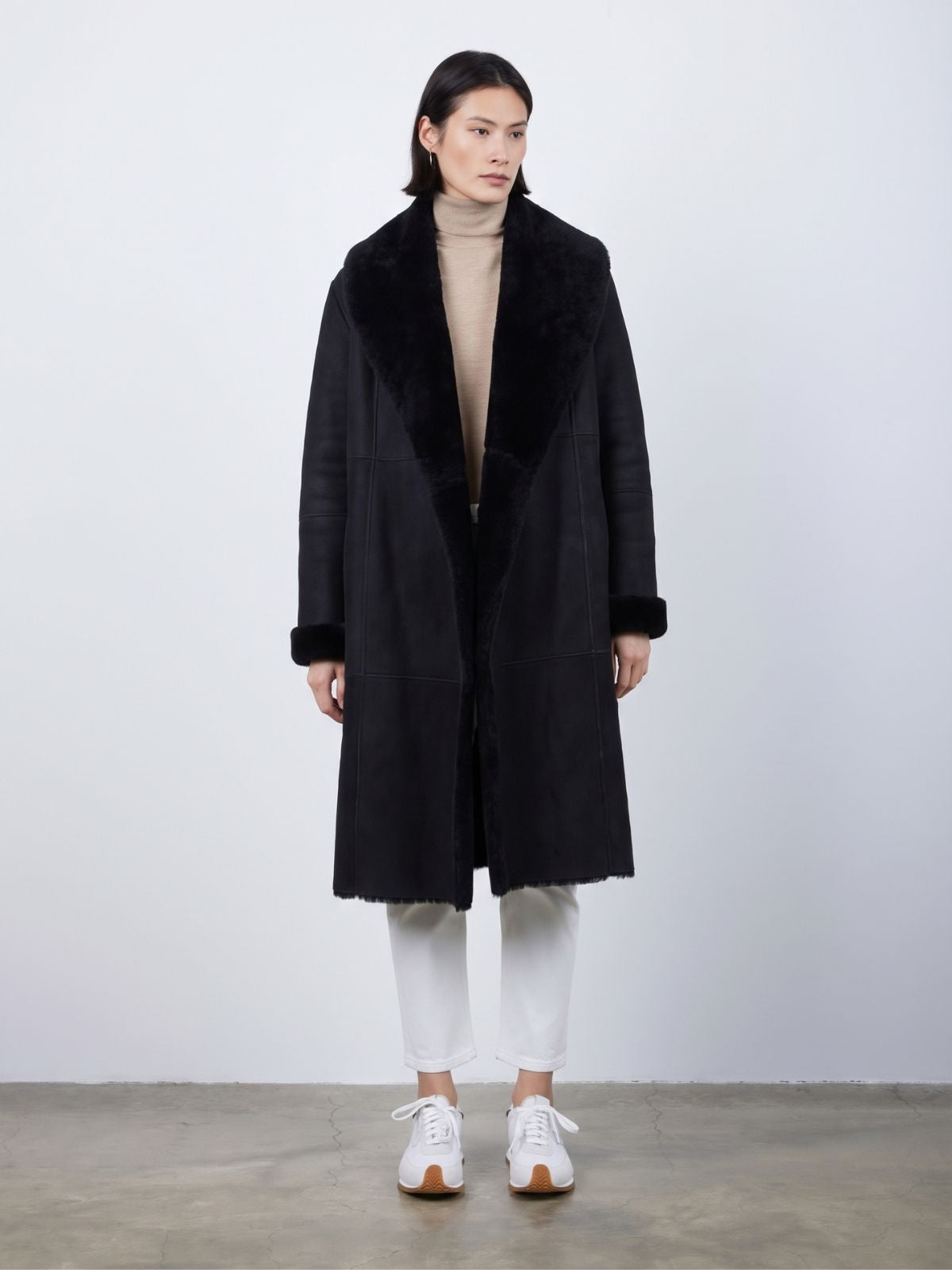 Blanket Merino Shearling Shawl Coat