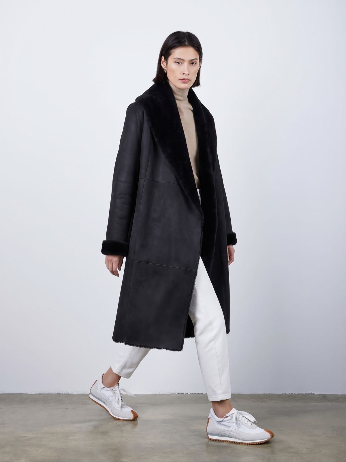 Blanket Merino Shearling Shawl Coat