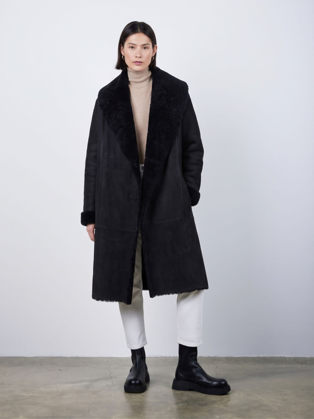 Blanket Merino Shearling Shawl Coat