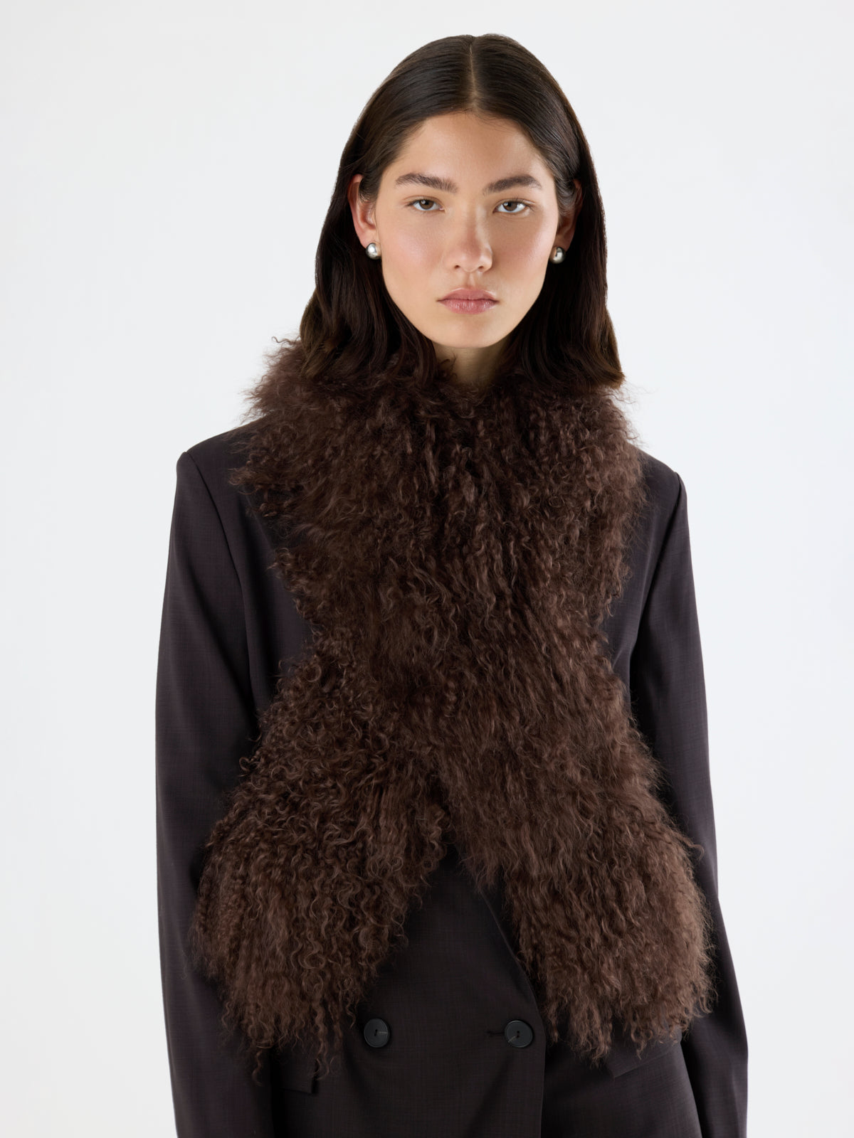 Mongolian Shearling Shawl Scarf