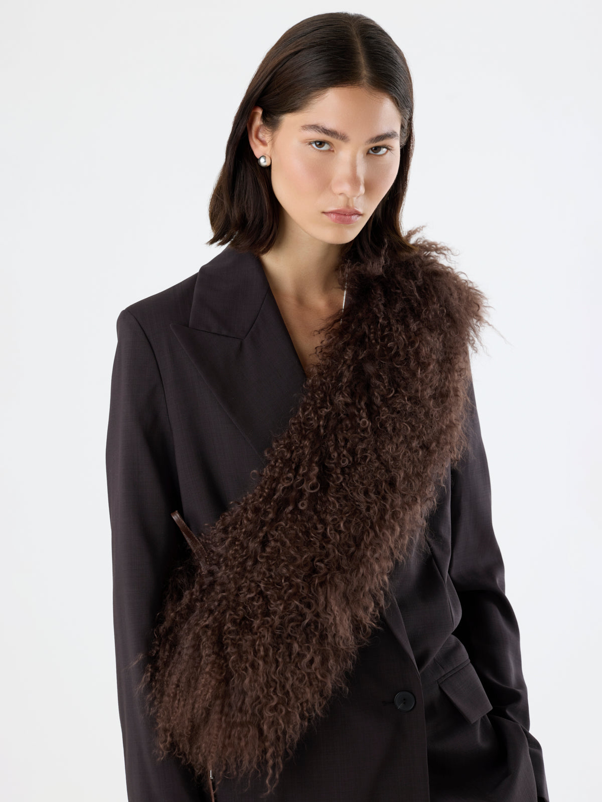 Mongolian Shearling Shawl Scarf