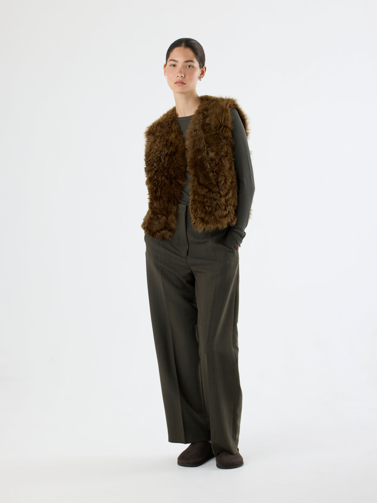 Two button Shearling Vest