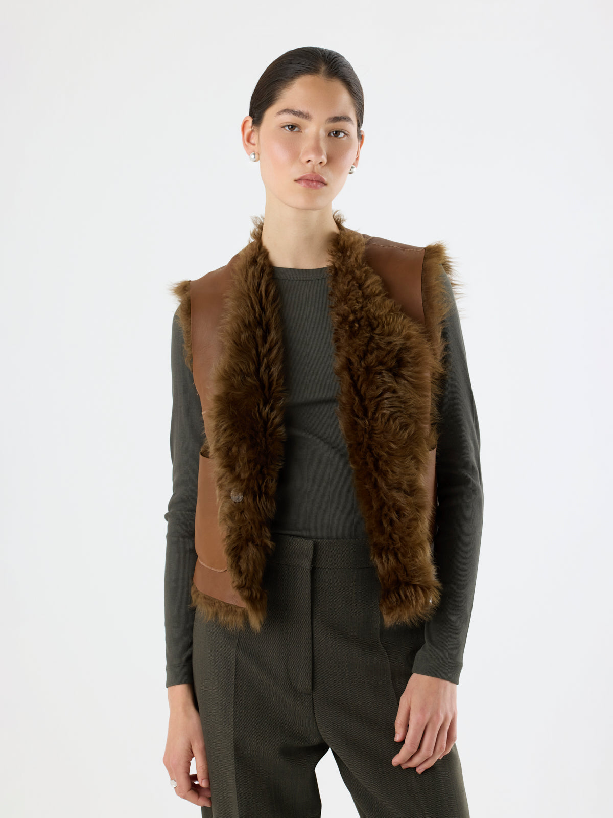 Two button Shearling Vest