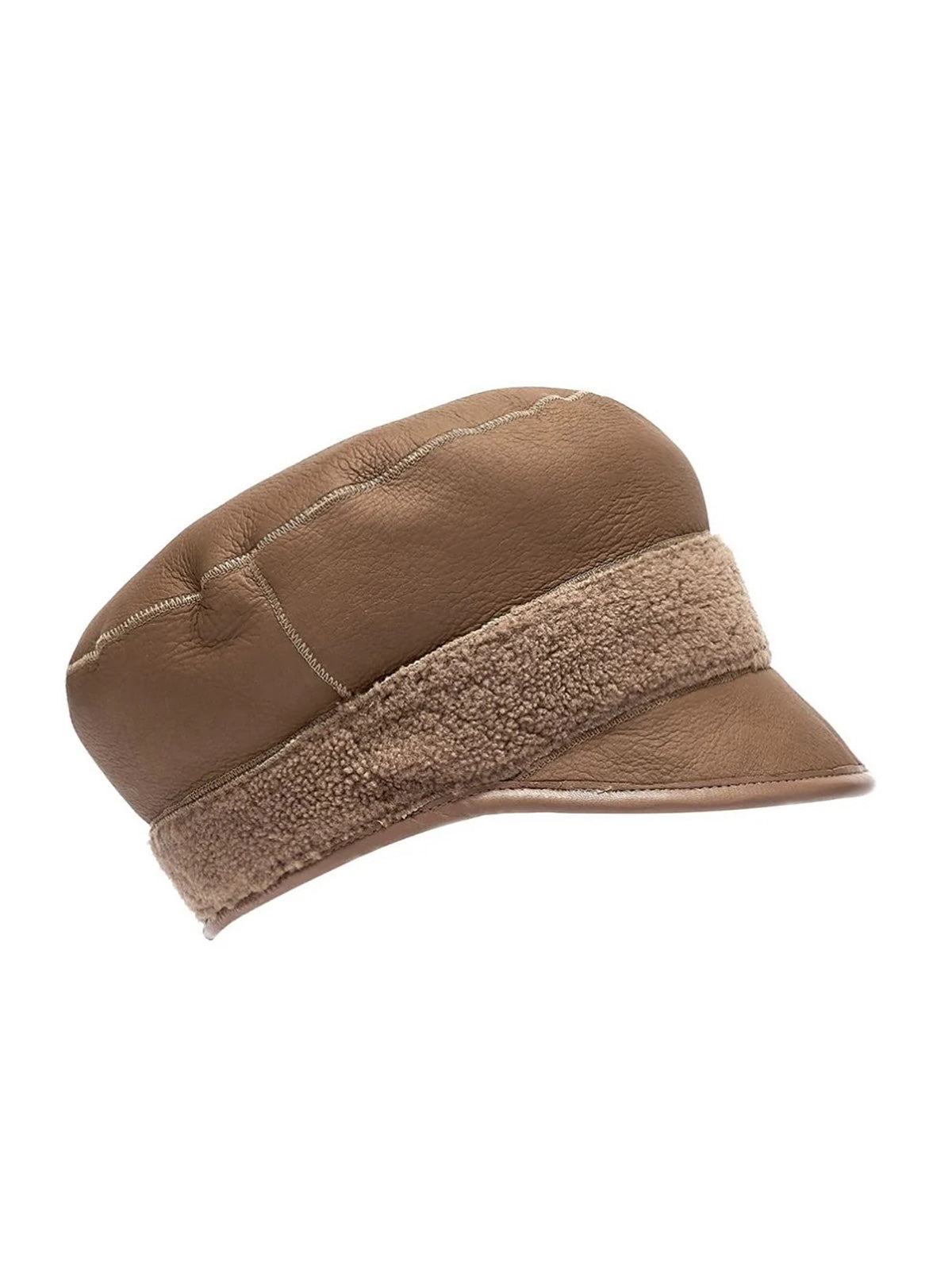 white leather bound shearling cap - cut out wool out - women | Gushlow & Cole