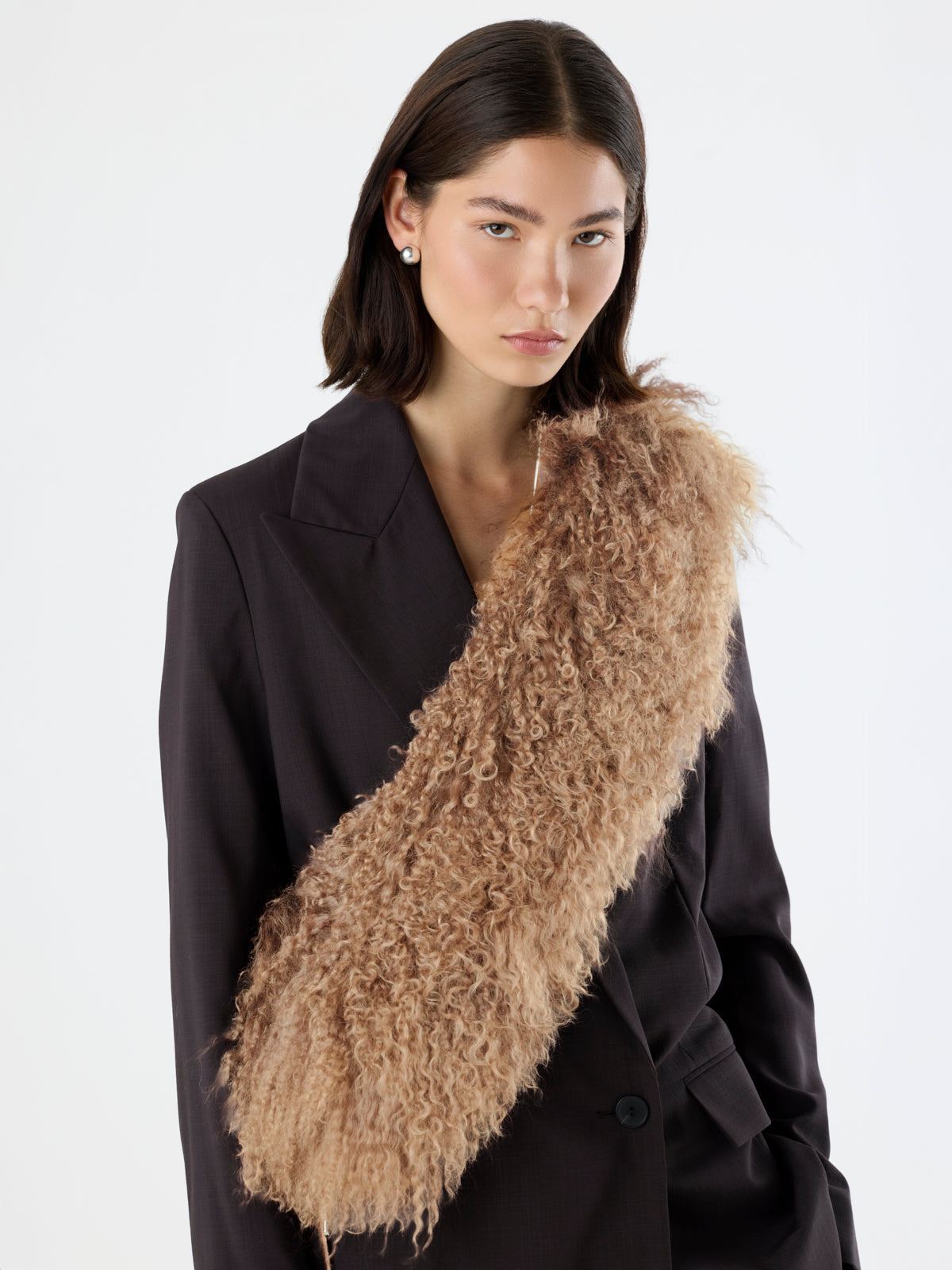 Mongolian Shearling Shawl Scarf