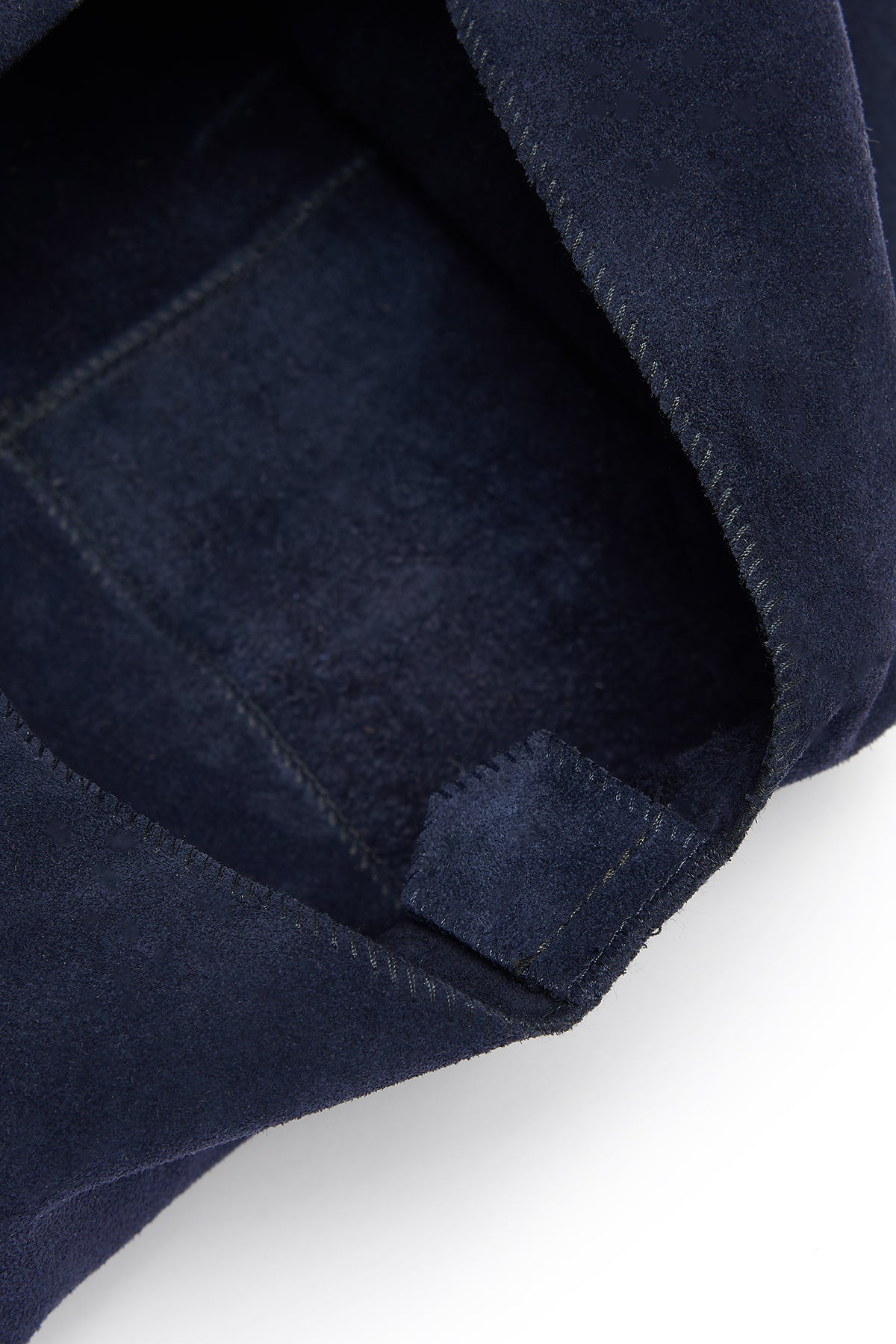 Clara Small Navy Blue Suede Shoulder Bag | Bags | Gushlow & Cole - cut out of bag close up