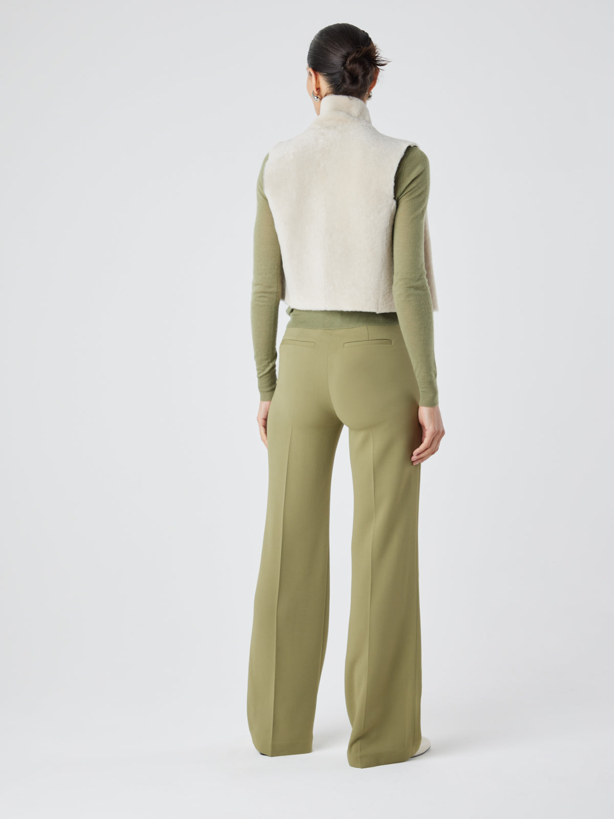 Cream Short Shearling Gilet | Womens | Gushlow & Cole - model back