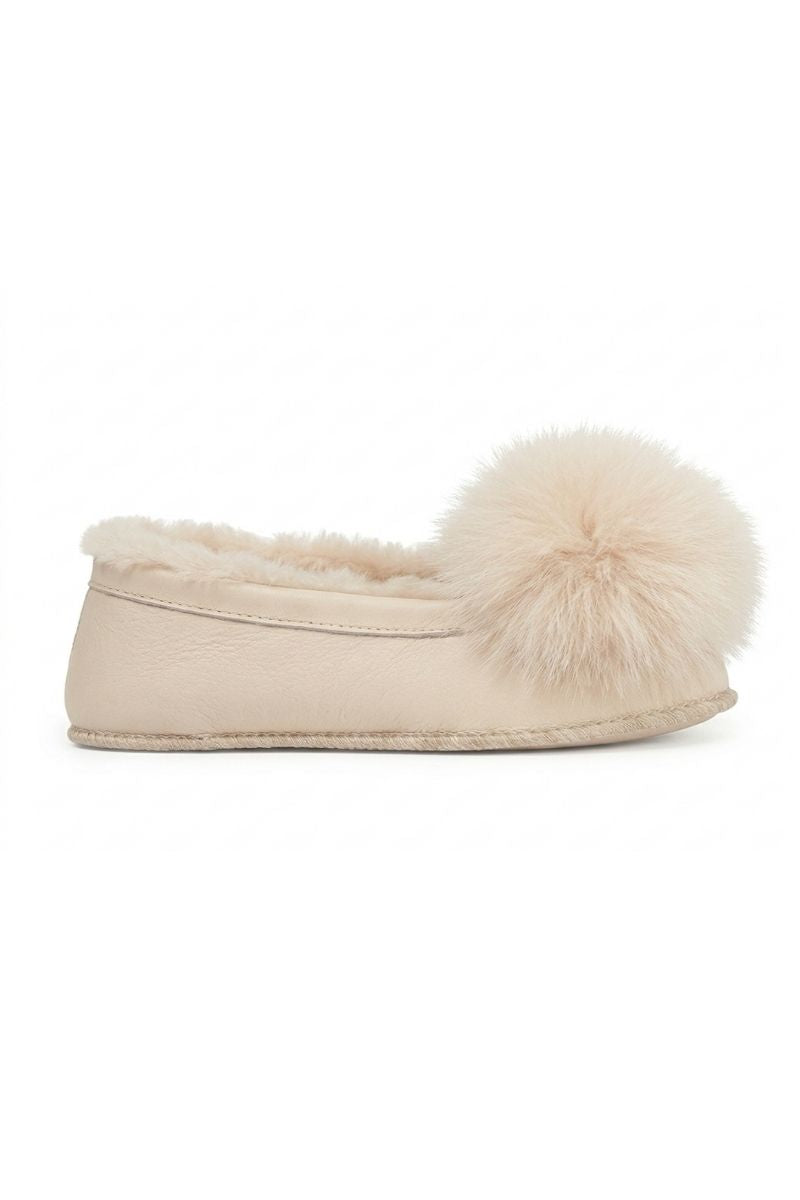 Cream Margot Shearling Slippers for Women by Gushlow & Cole on white background