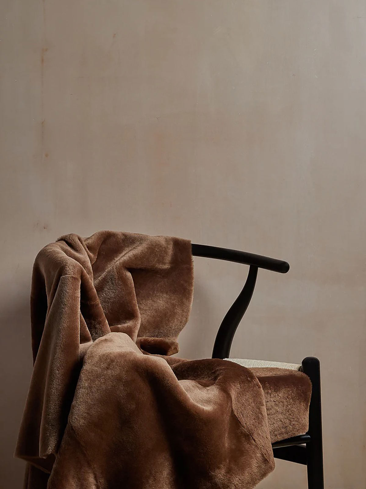 Large Shearling Throw in brown gushlow and cole homeware lifestyle