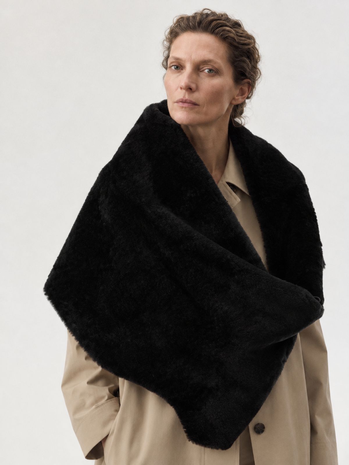Large Merino Shearling Shawl