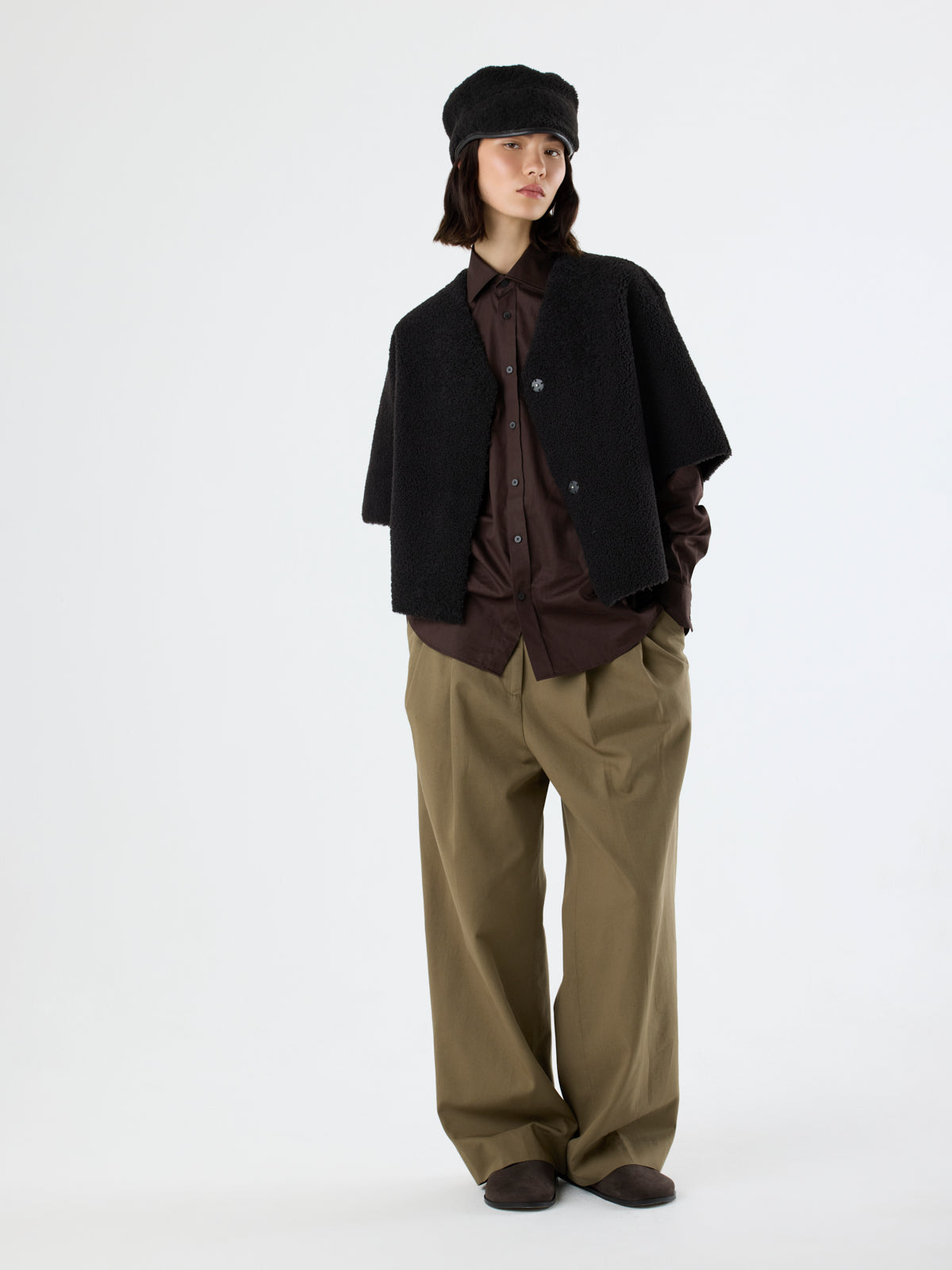 Leather Bound Shearling Cap