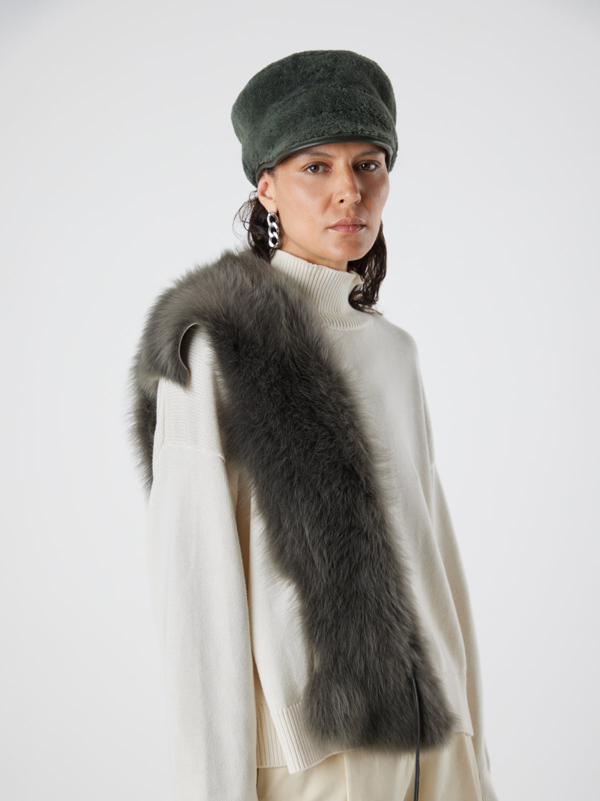 Leather Bound Shearling Cap