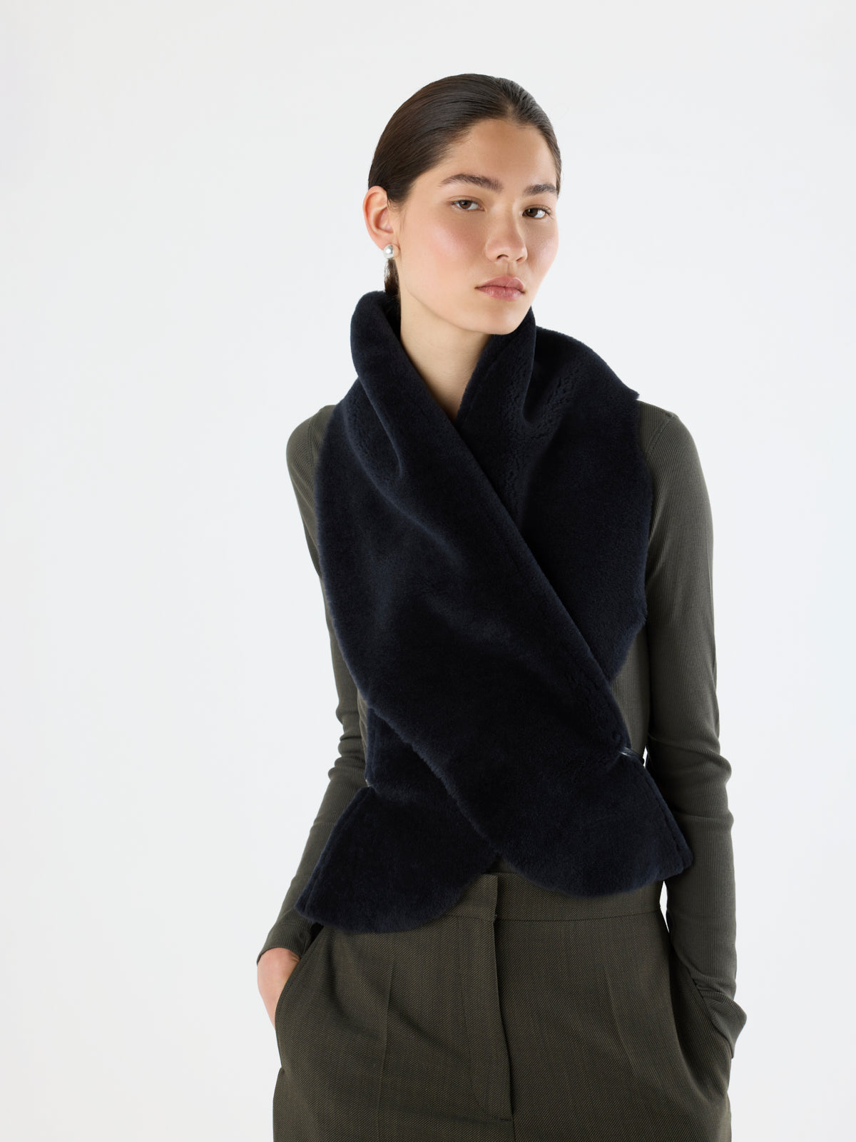 Merino Shearling Shawl Scarf