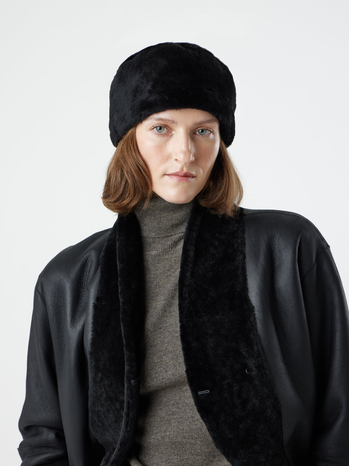 Merino Shearling Pill Box Hat