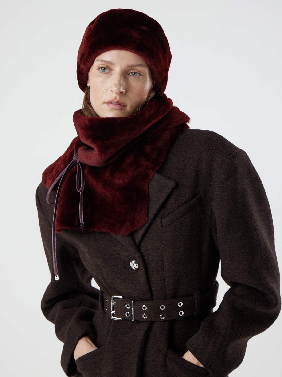 Merino Shearling Pill Box Hat