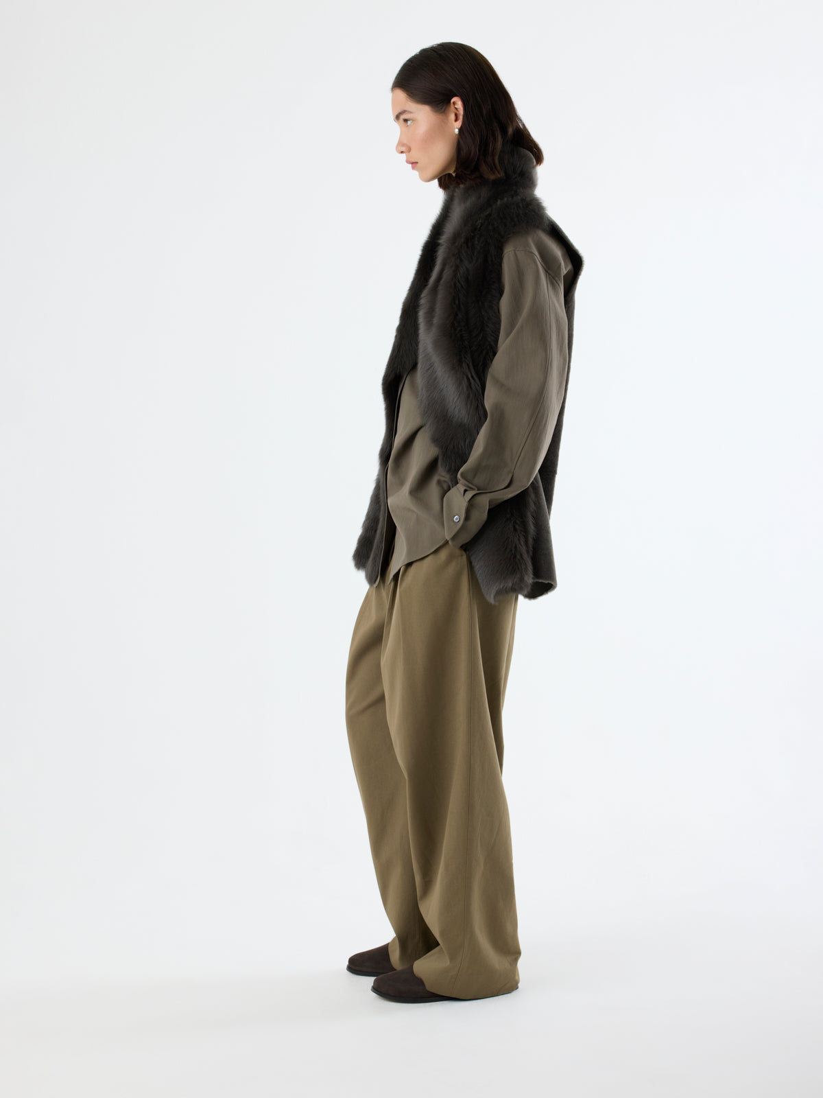 Natural Edge Mid-Length Shearling Gilet
