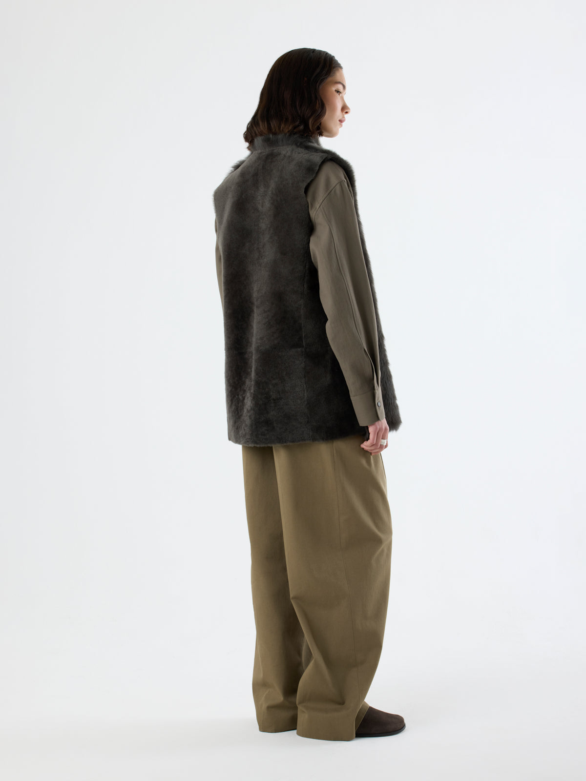 Natural Edge Mid-Length Shearling Gilet