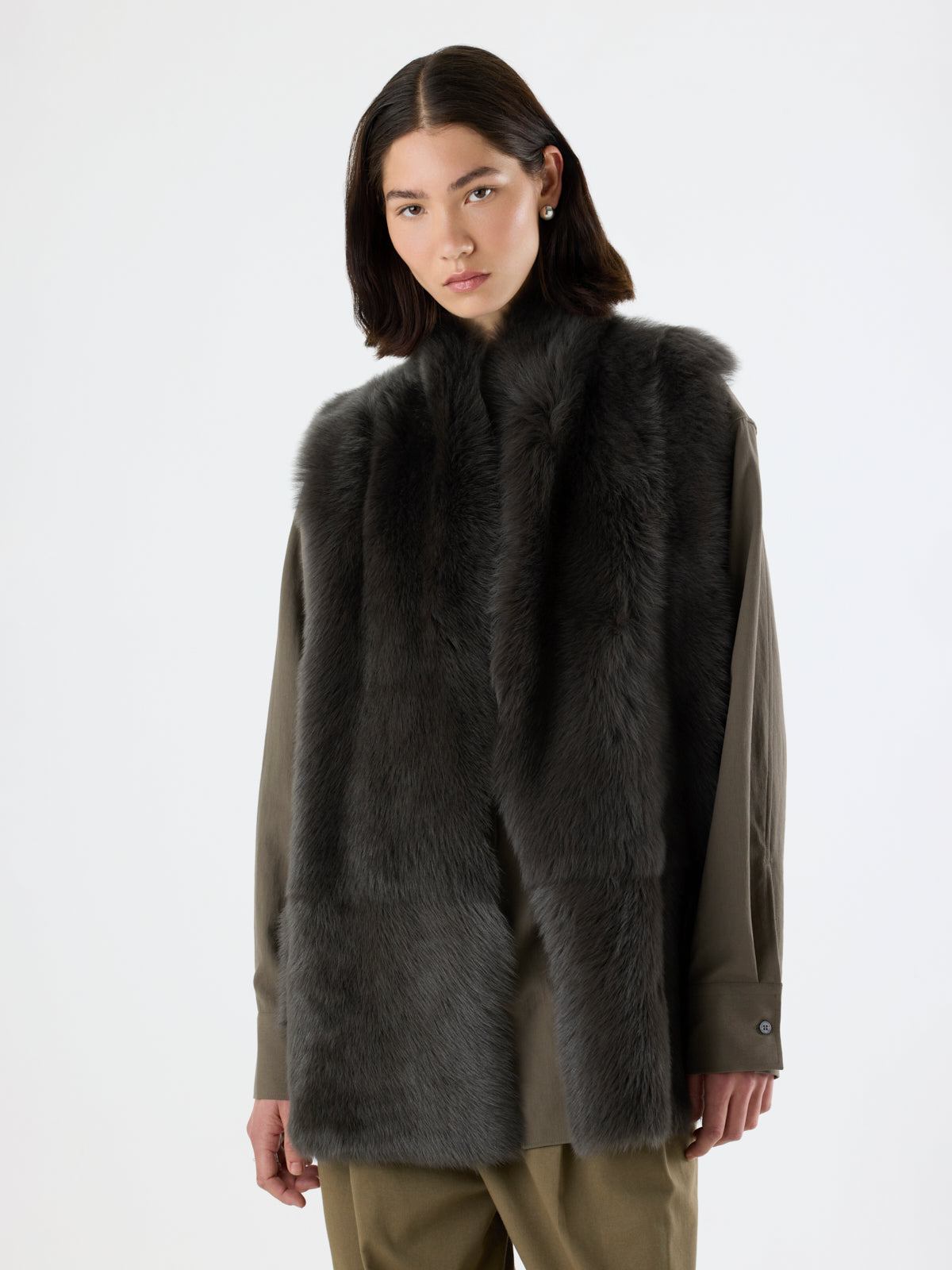 Natural Edge Mid-Length Shearling Gilet