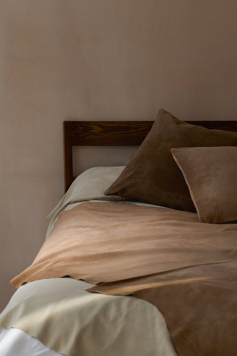 Mocha Brown Suede Scatter Cushion | Home | Gushlow & Cole - suede cushions on bed