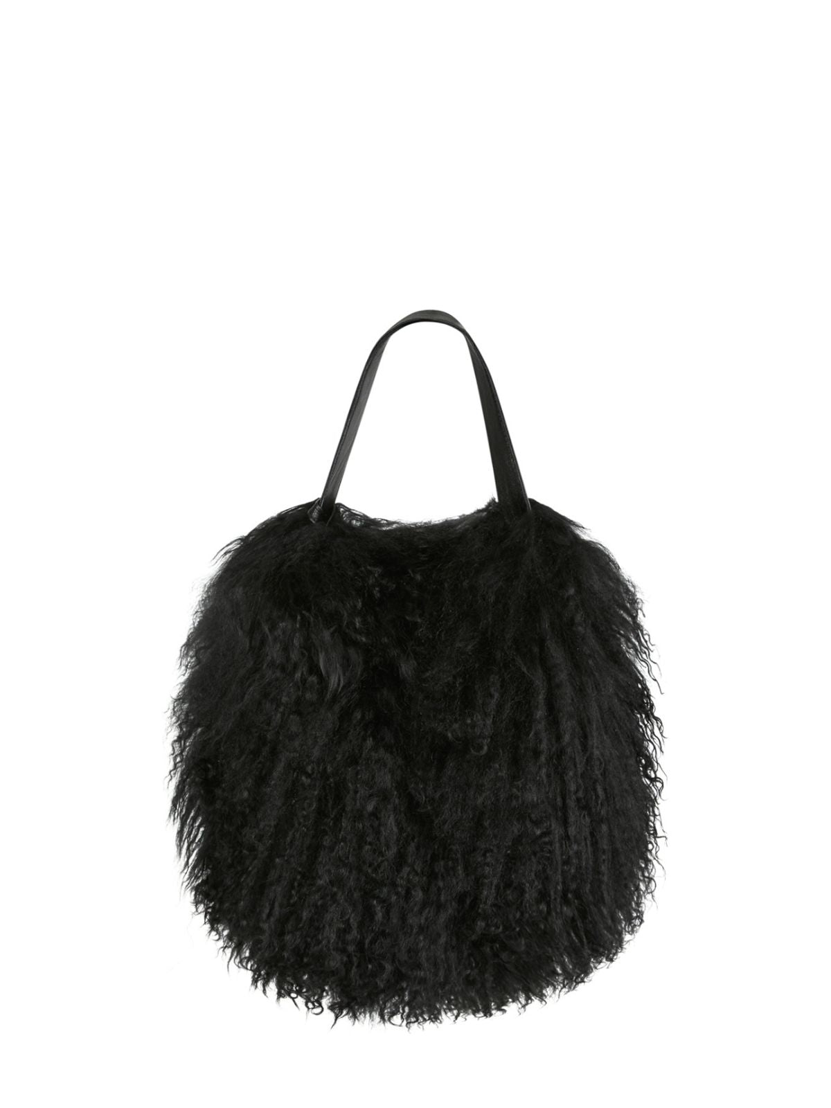 cut out of Mongolian Shearling Black Saddle Bag by Gushlow & Cole