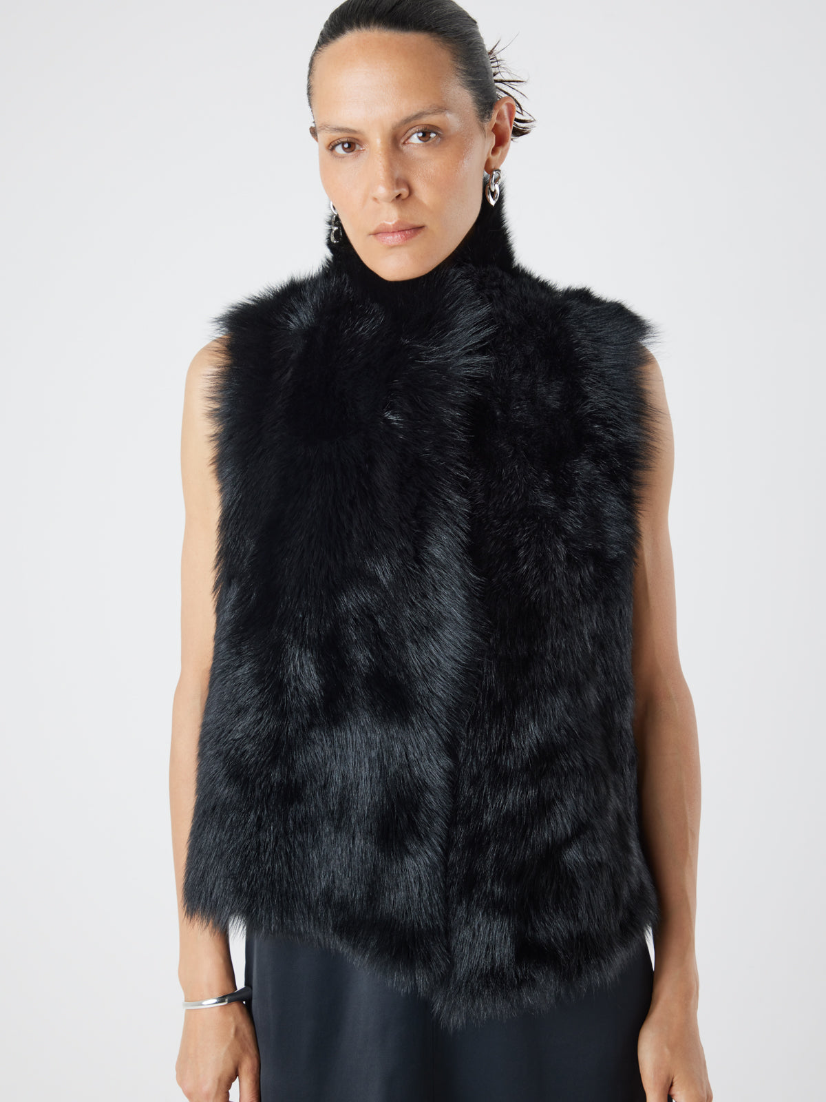 Natural Edge Black Shearling Gilet | Womens | Gushlow & Cole-crop wool out