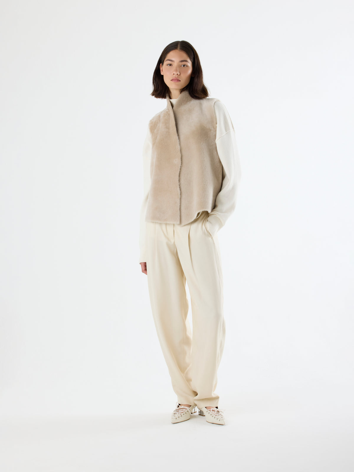 Natural Edge Shearling Gilet