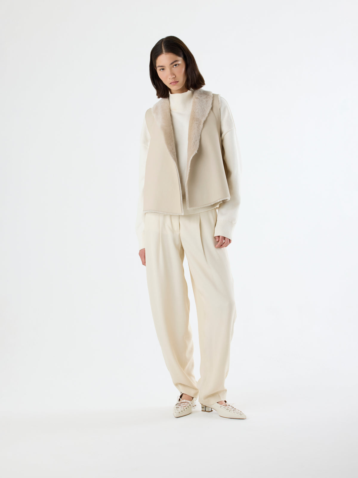 Natural Edge Shearling Gilet