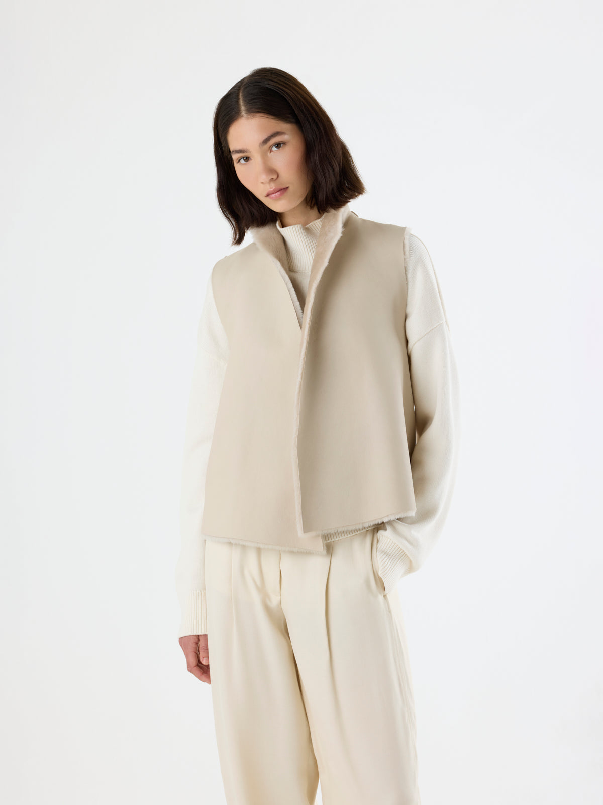 Natural Edge Shearling Gilet