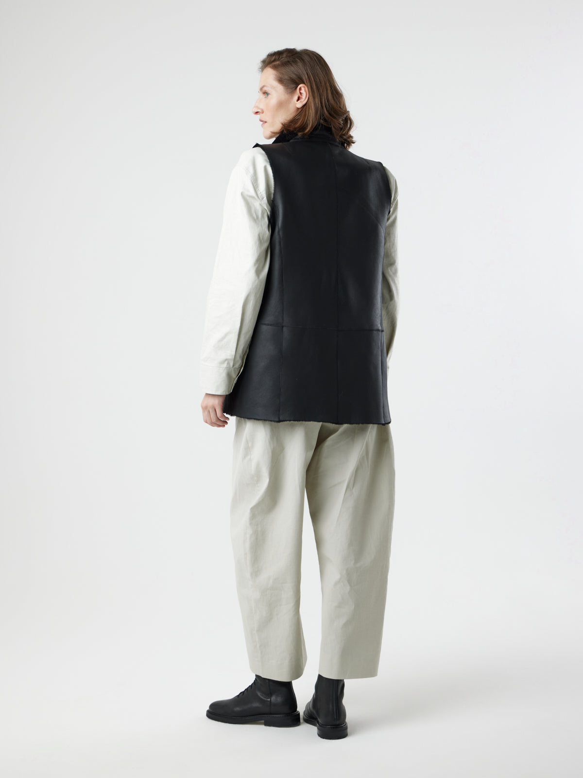 Natural Edge Mid-Length Shearling Gilet