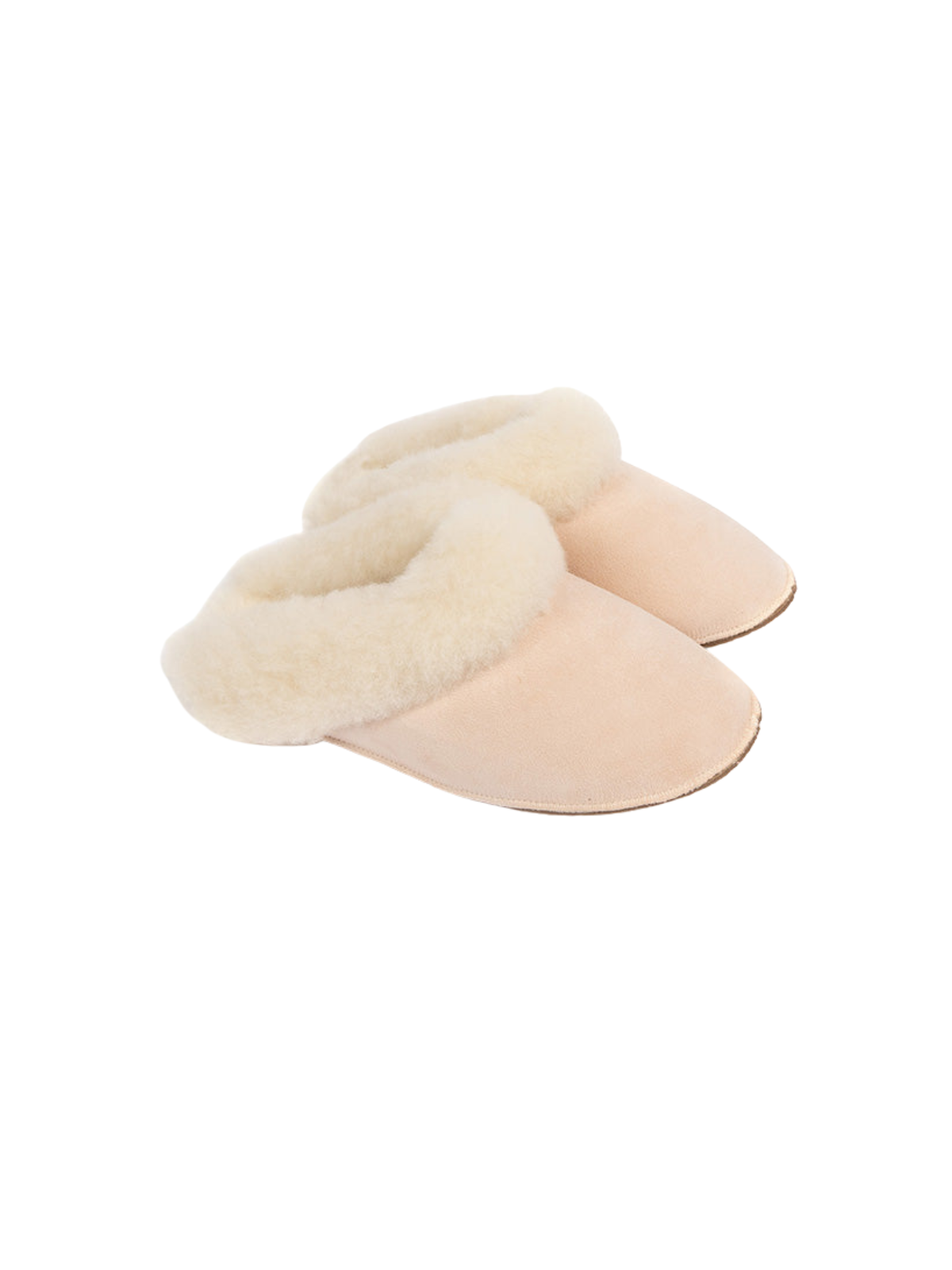 pair of single Babbi Dakota Shearling Slippers in California Natural Nude on white background - gushlow & cole