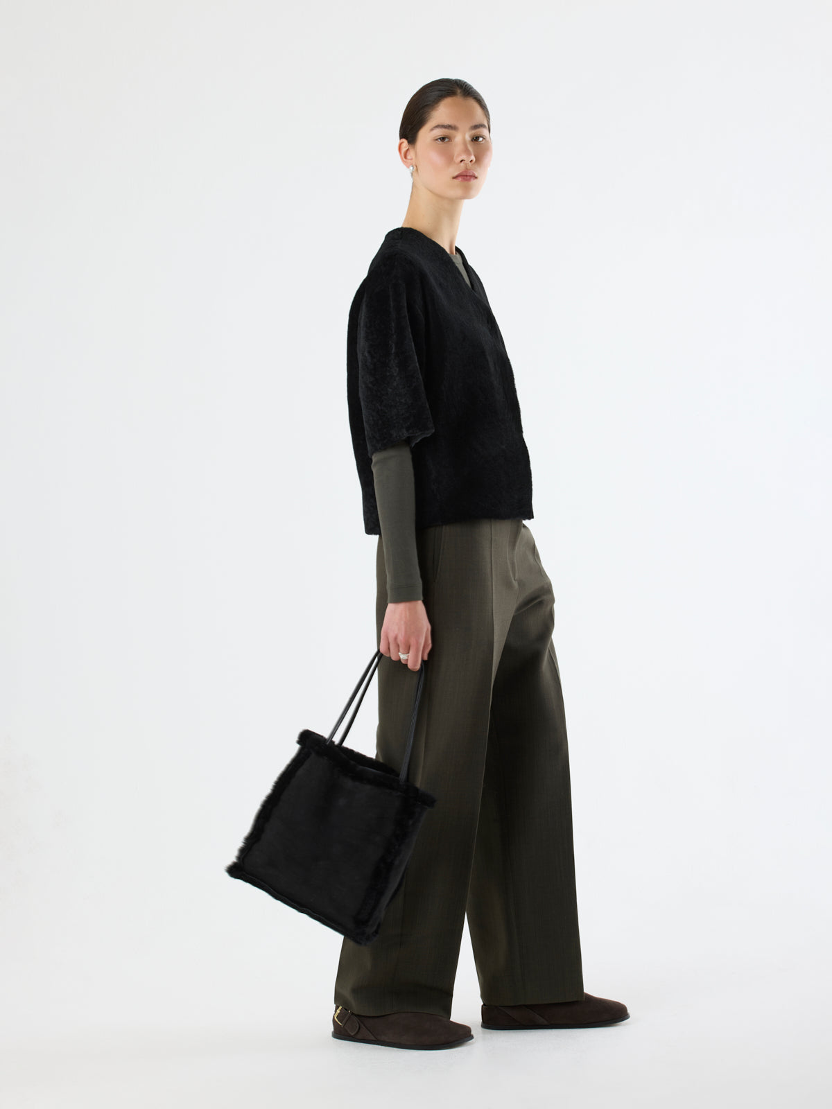 Nell Merino Shearling Tote Bag