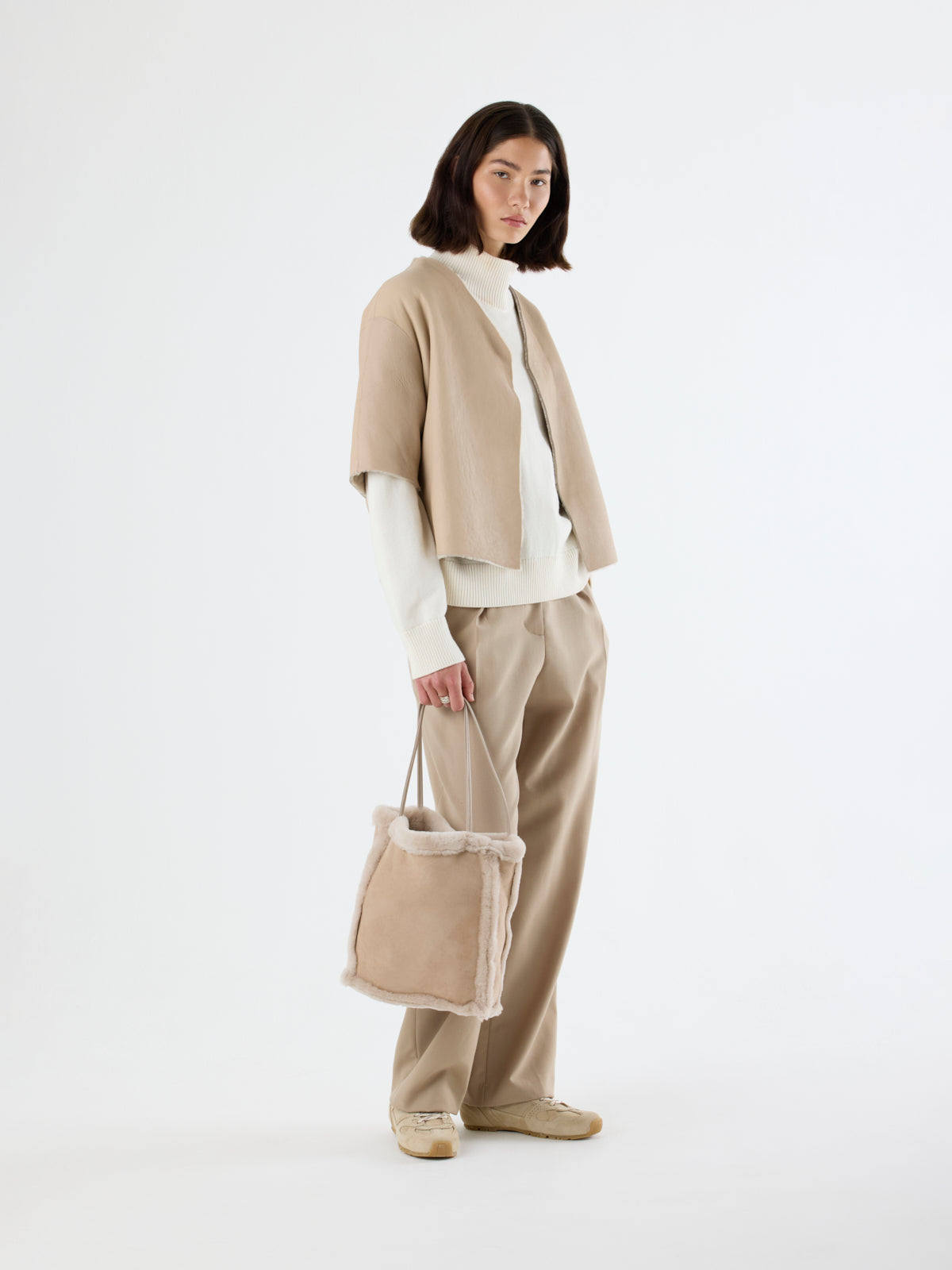 Nell Merino Shearling Tote Bag