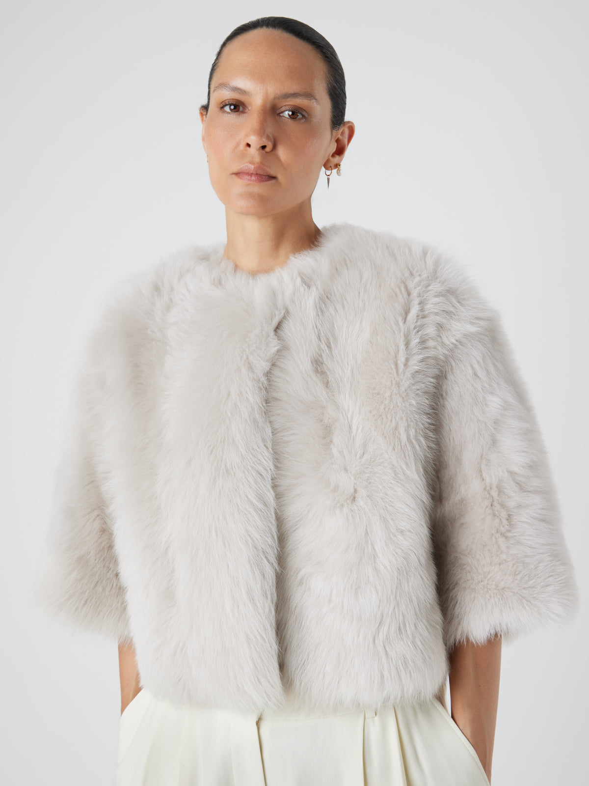 Crop Sleeve Shearling Jacket