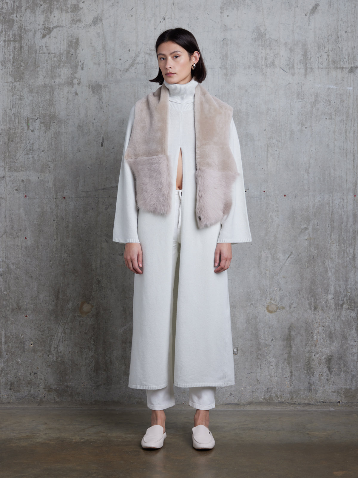 Mixed Texture shearling Scarf