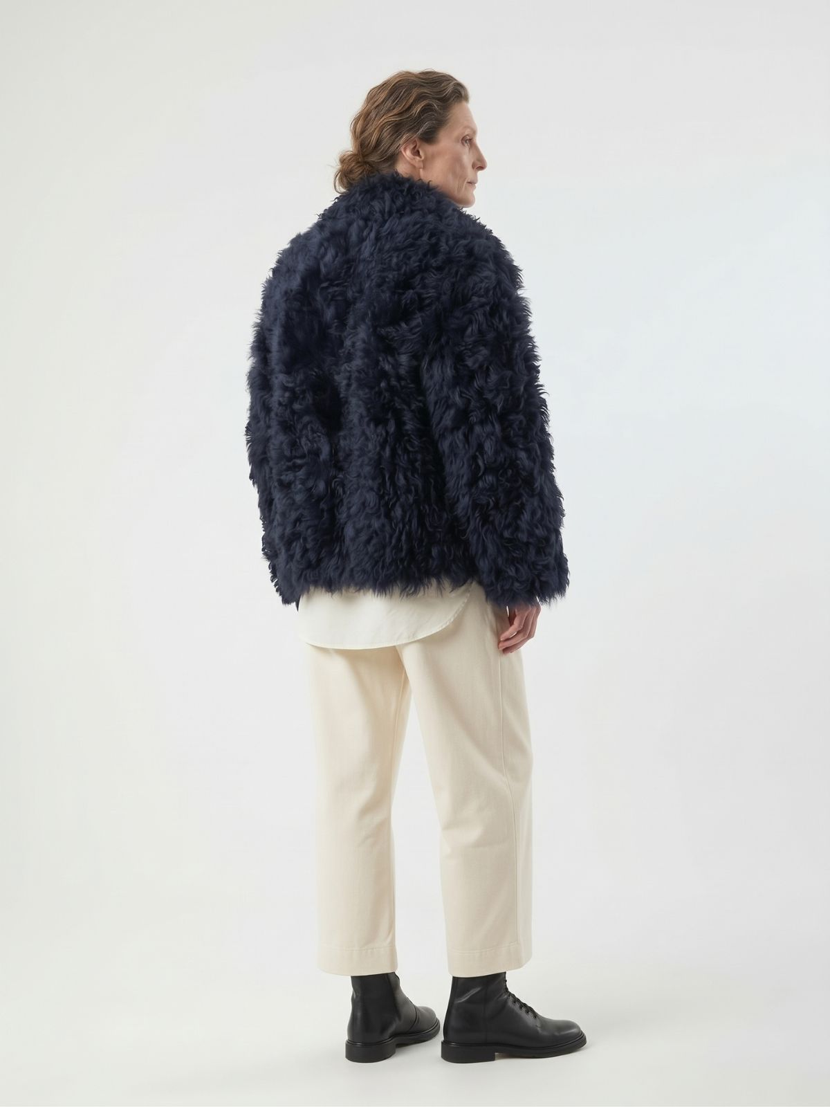 Relaxed Fit Curly Shearling Jacket