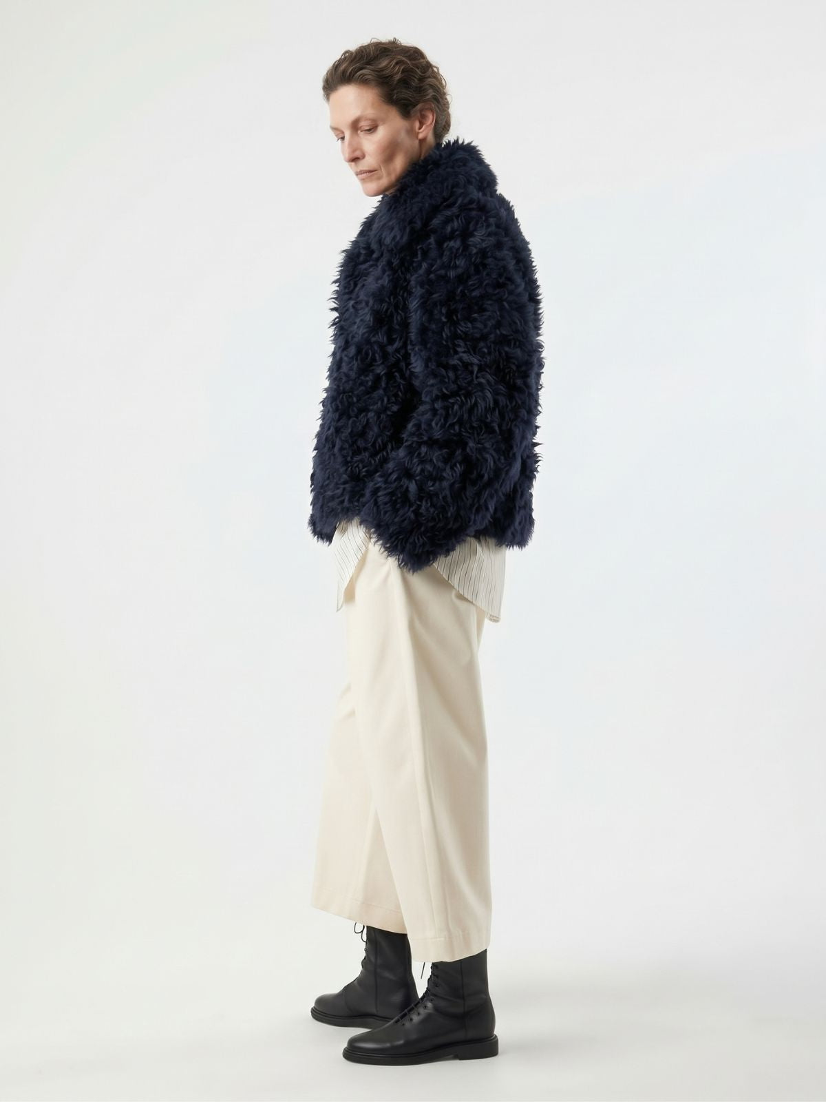 Relaxed Fit Curly Shearling Jacket