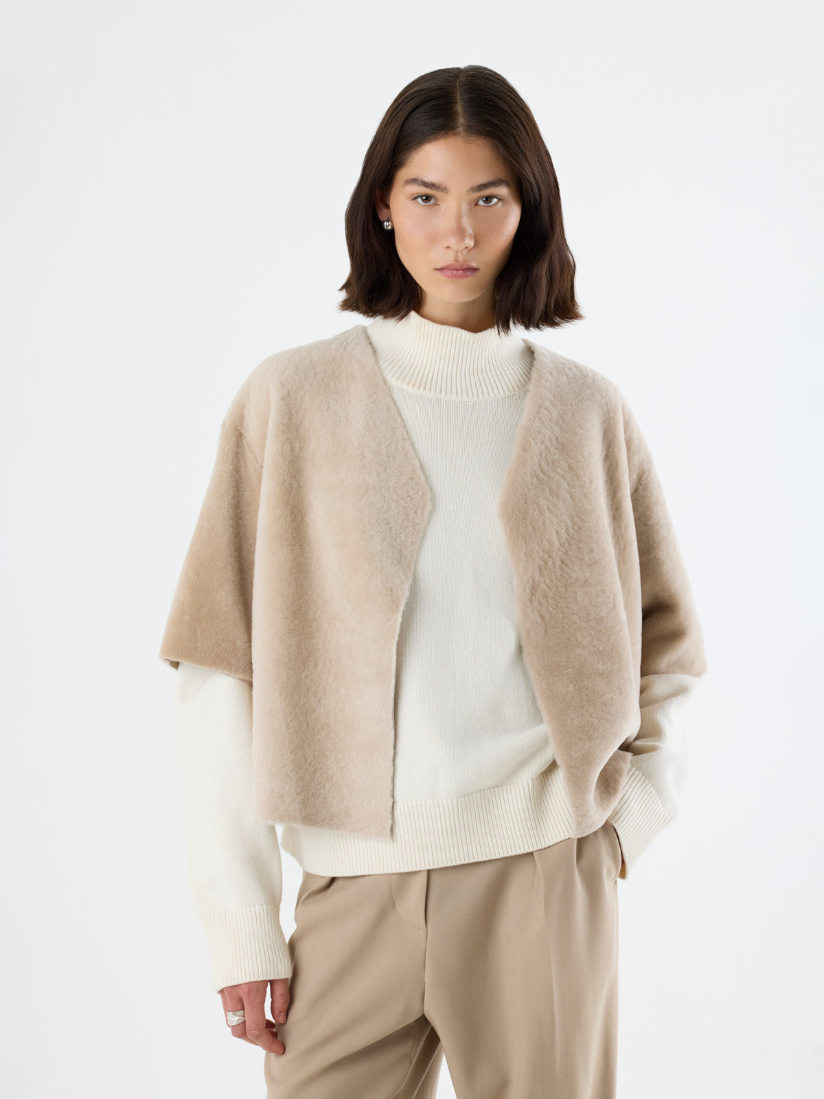 Lightweight Short Sleeve Shearling Cardigan