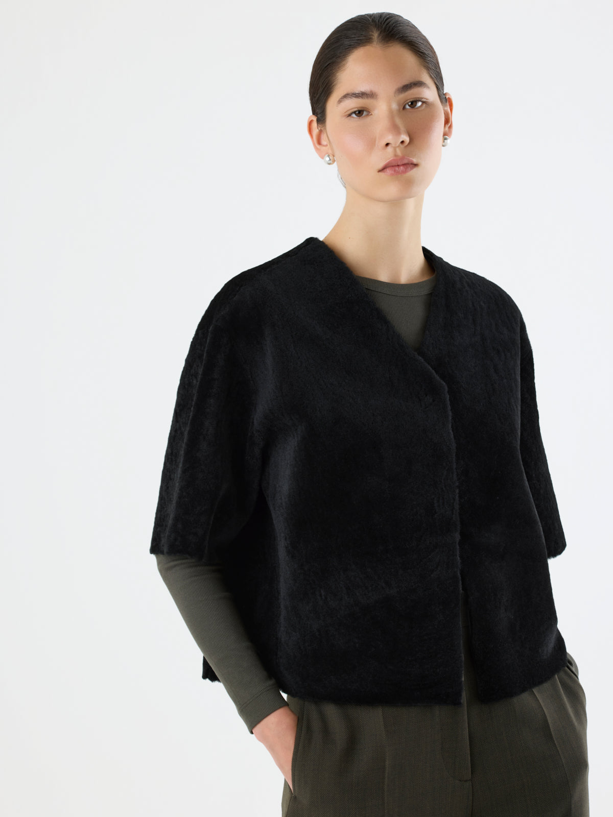 Lightweight Short Sleeve Shearling Cardigan