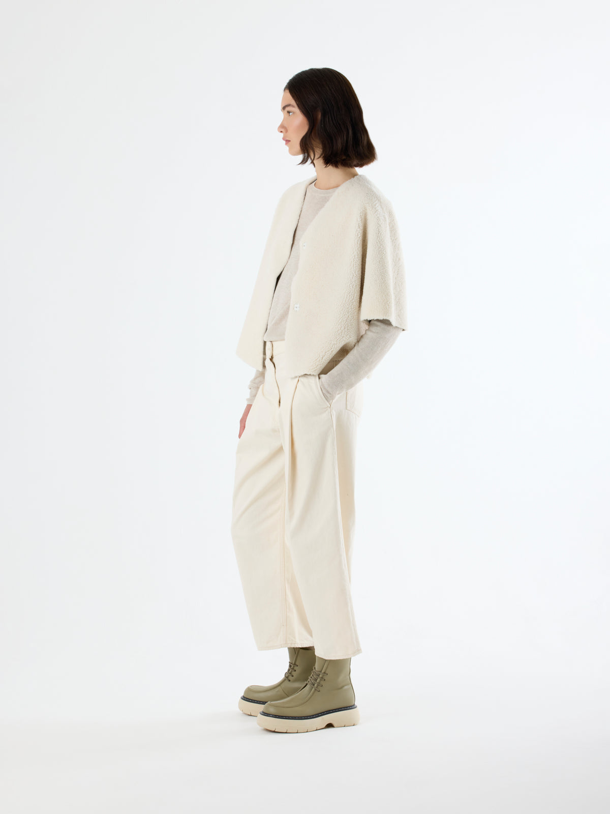 Short Sleeve Shearling Cardigan