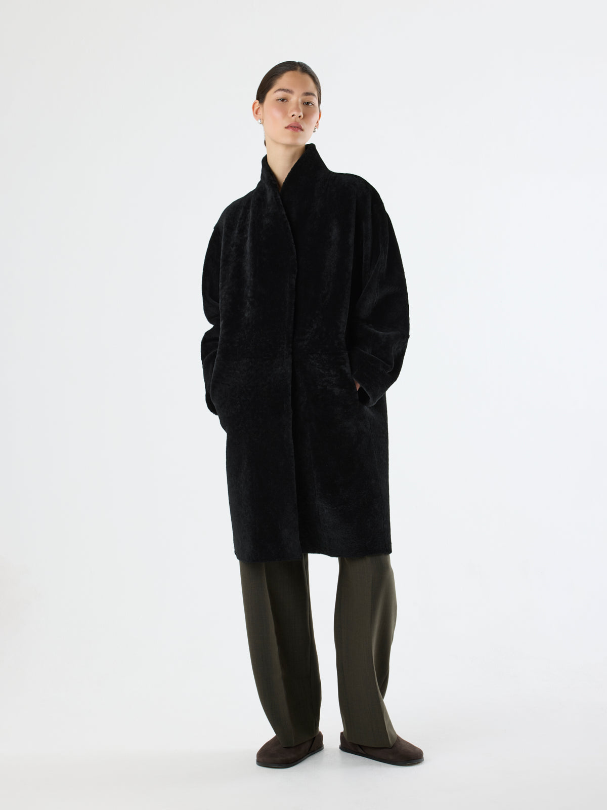 Stand Collar Shearling Coat
