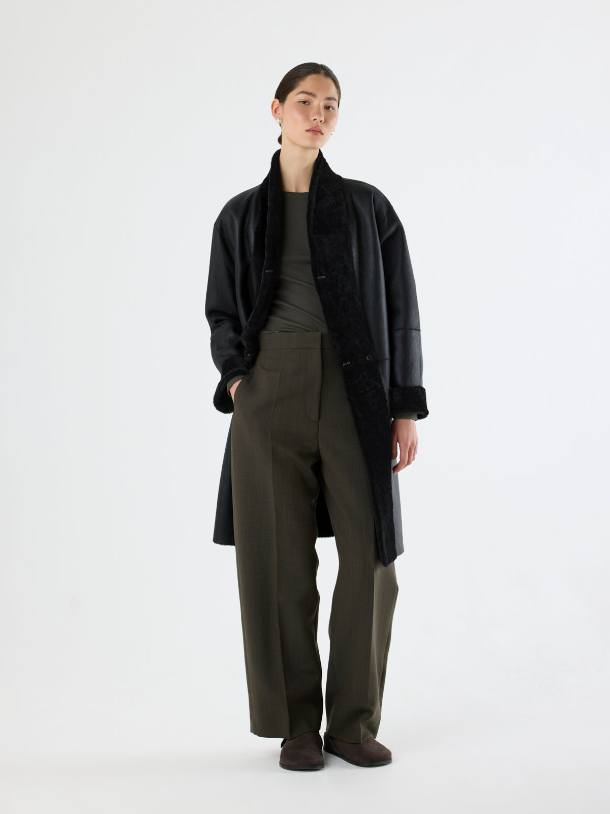 Stand Collar Shearling Coat